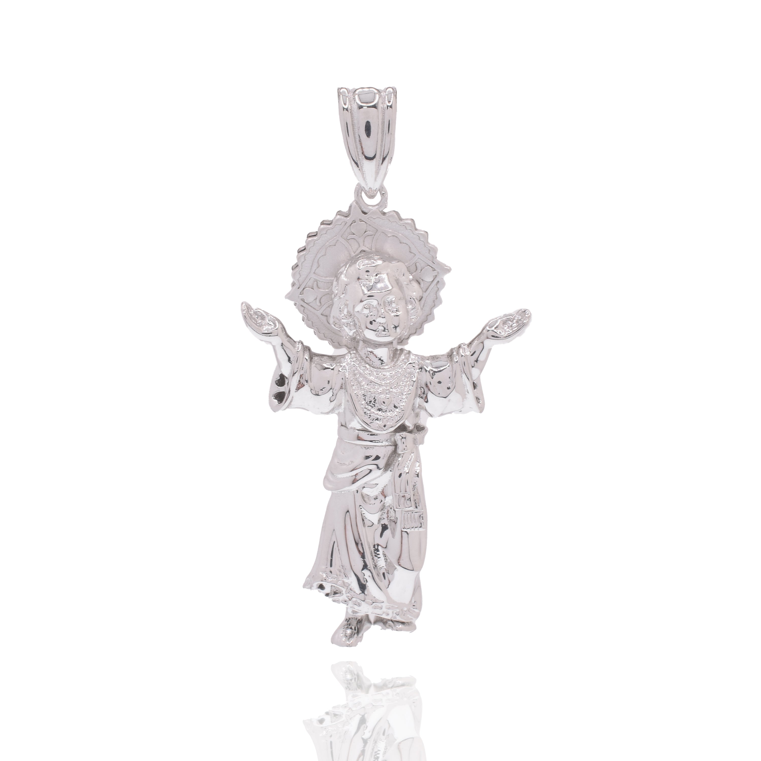 Rhodium Plated 925 Sterling Silver Saint Jude 18.5mm x 31.5mm Pendant - GMP00196