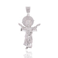 Rhodium Plated 925 Sterling Silver Saint Jude 32mm x 52mm Pendant - GMP00198