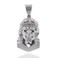 Rhodium Plated 925 Sterling Silver Jesus Christ Cross 49.5mm x 74mm Clear CZ Hollow Pendant - GMP00204