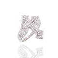 Rhodium Plated 925 Sterling Silver Men's Iced Out Cross Pave CZ Statement Ring - GMR00437