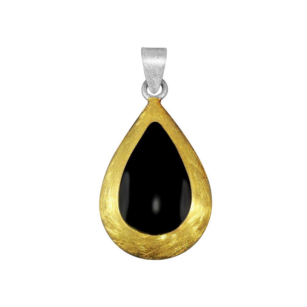 Silver Two-Toned Teardrop Pendant - PE 640347