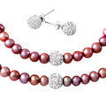 Fresh Water Pink Pearl Set with CZ Encrusted Sterling Silver Beads - PJS00001PNK
