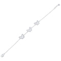 Rhodium Plated 925 Sterling Silver Diamond Cut Three Butterfly Charm 12mm x 9.5mm Adjustable Bracelet - PXB00001