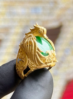 Phoenix Wrapped Around Jade Ring in solid 10K-24K gold