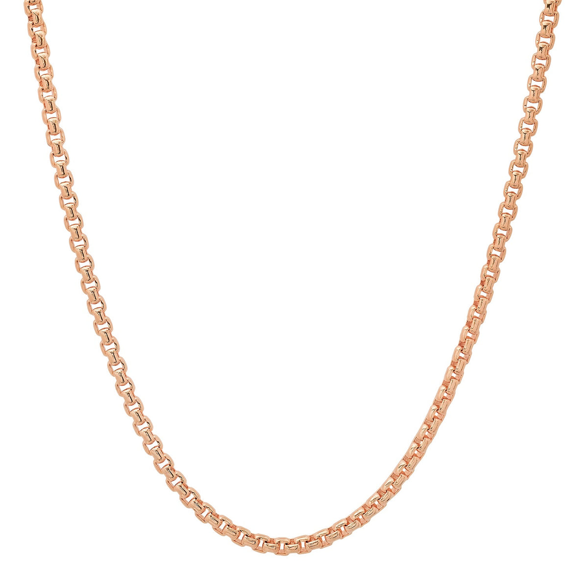 3MM Solid Rounded Box Chain in rose gold