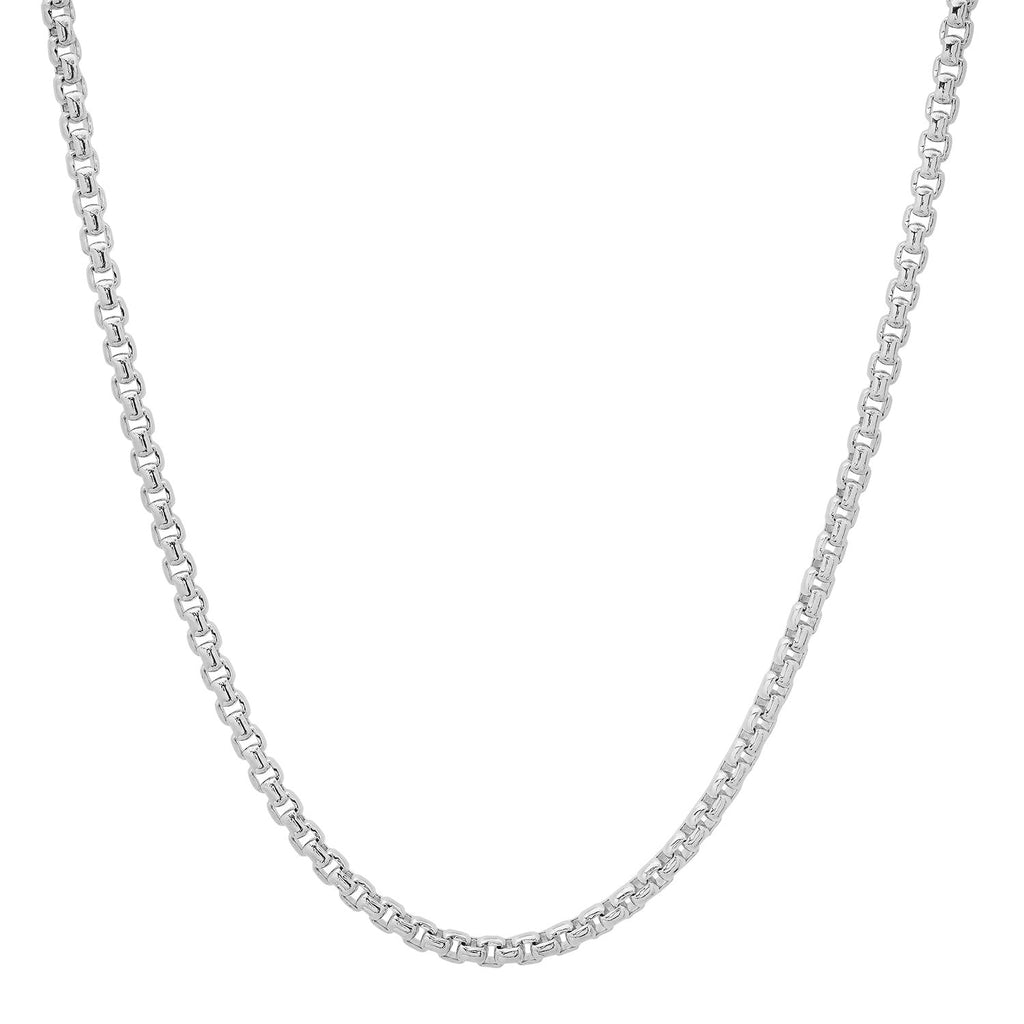 3MM Solid Rounded Box Chain in white gold