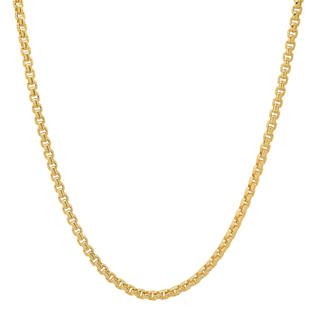3MM Solid Rounded Box Chain in yellow gold