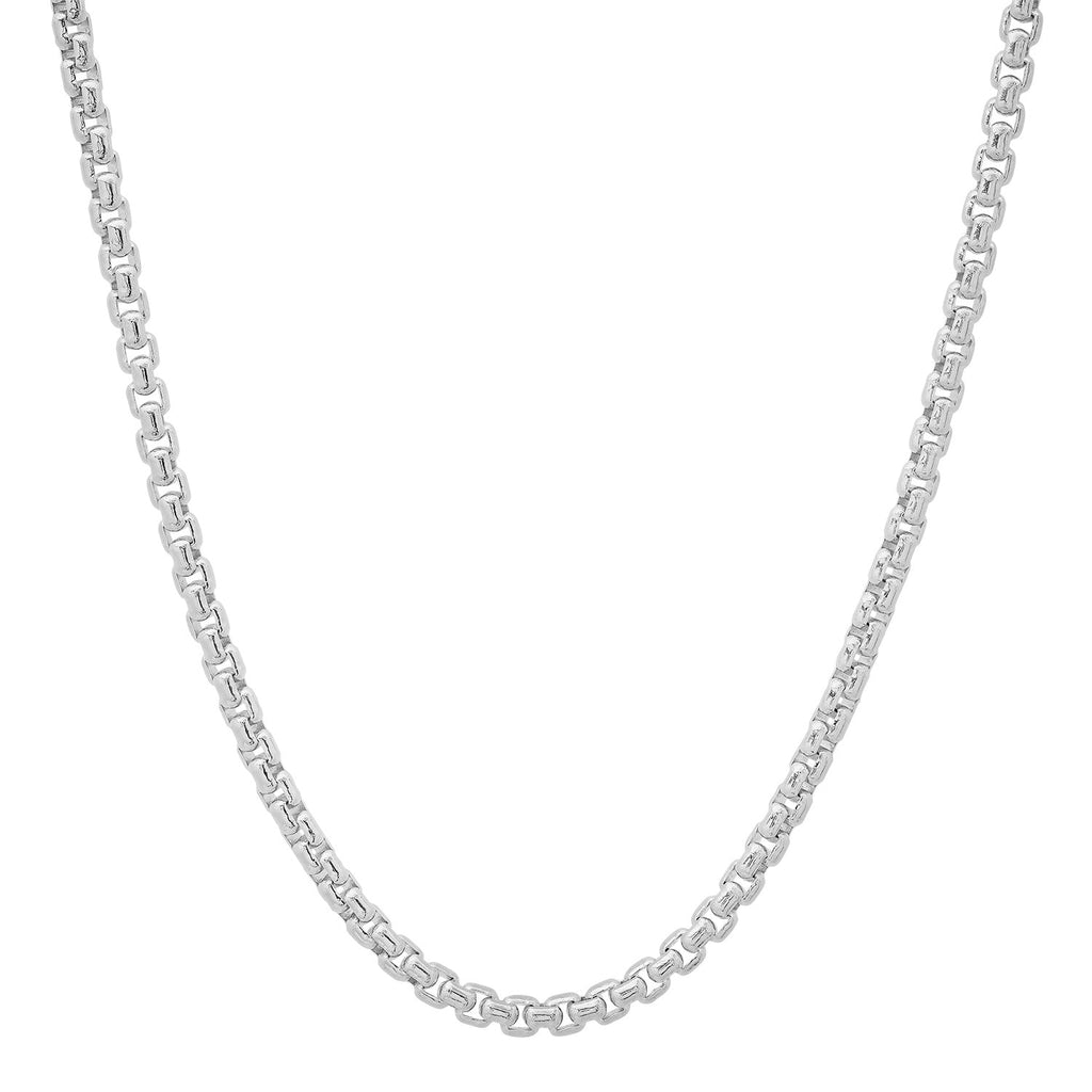 4MM Solid Rounded Box Chain in white gold