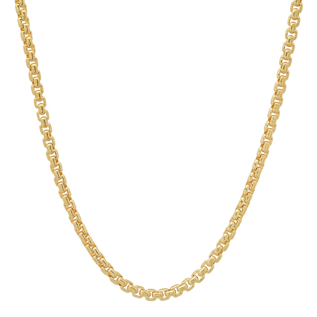 4MM Solid Rounded Box Chain in yellow gold
