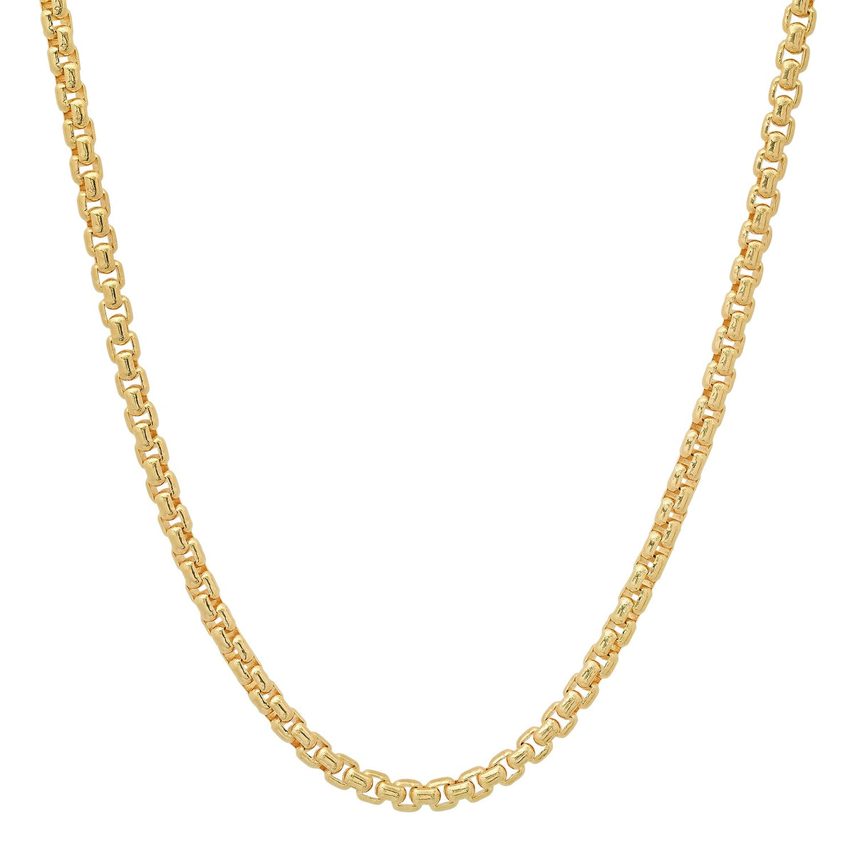 4MM Solid Rounded Box Chain in yellow gold