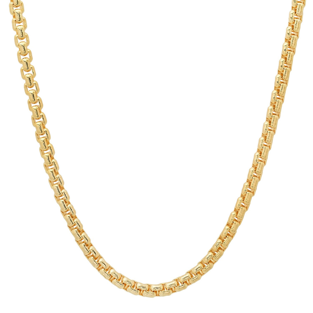 5MM Solid Rounded Box Chain in yellow gold