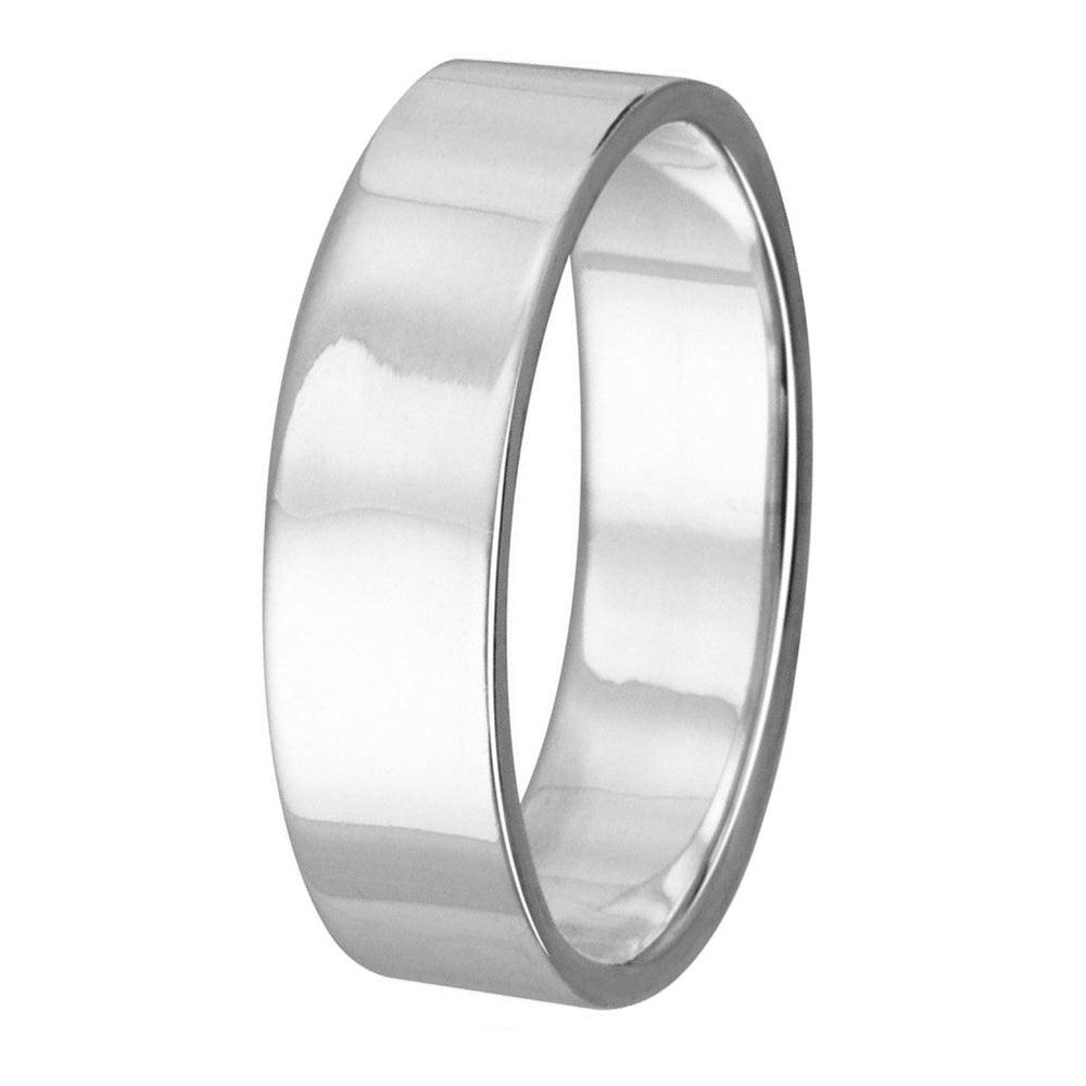 High Polished 925 Sterling Silver Plain Wedding Band Flat Ring - RING02-4MM
