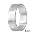 High Polished 925 Sterling SilverHand Hammered Wedding Band Flat Ring - RING03-6MM