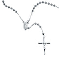 High Polished 925 Sterling Silver Diamond V-Cut Beads Rosary 3mm - RJP00003