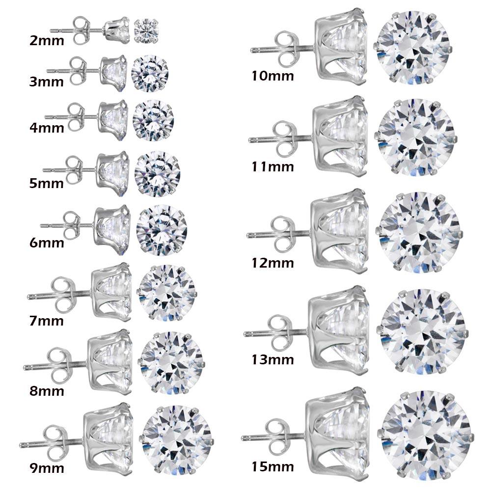 Silver 925 Clear Round CZ Stud Earring - STUD RD CL
