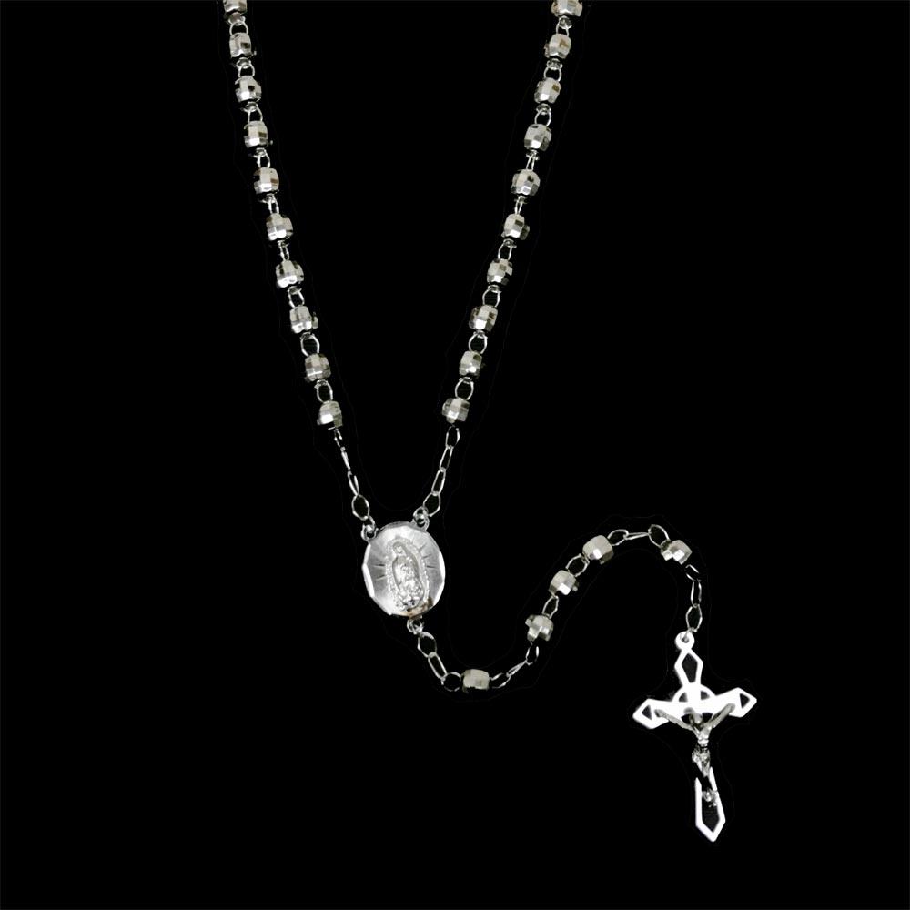 Silver 925 High Polished Diamond Cut Rosary 6mm - ROS25-6MM