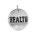 Silver 925 'Health' Engraved Disc Pendant - CHARM008