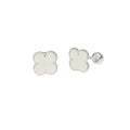 High Polished 925 Silver Enamel Four-Leaf Clover Earrings- SIL00001