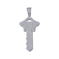Rhodium Plated 925 Sterling Silver Key Hip Hop Pendant - SLP00037