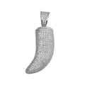 Rhodium Plated 925 Sterling Silver CZ Tiger Tooth Hip Hop Pendant - SLP00043.