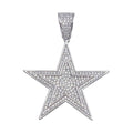Rhodium Plated 925 Sterling Silver CZ Star Hip Hop Pendant - SLP00044.