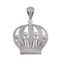 Rhodium Plated 925 Sterling Silver CZ Crown Hip Hop Pendant - SLP00060.