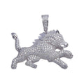 Rhodium Plated 925 Sterling Silver Lion Hip Hop Pendant - SLP00061.