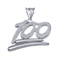Rhodium Plated 925 Sterling Silver One Hundred Hip Hop Pendant - SLP00074