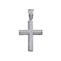 Rhodium Plated 925 Sterling Silver CZ Tube Cross Hip Hop Pendant - SLP00076