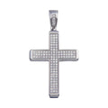 Rhodium Plated 925 Sterling Silver CZ Box Cross Hip Hop Pendant - SLP00077