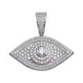 Rhodium Plated 925 Sterling Silver CZ Evil Eye Hip Hop Pendant - SLP00088.