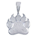 Rhodium Plated 925 Sterling Silver Bear Paw Hip Hop Pendant - SLP00091