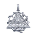 Rhodium Plated 925 Sterling Silver CZ Pyramid Eye Hip Hop Pendant - SLP00094