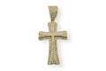 Gold Plated 925 Sterling Silver Small Double Cross CZ Hip Hop Pendant - SLP00095GP
