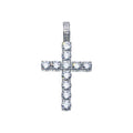 Rhodium Plated 925 Sterling Silver CZ Cross Hip Hop Pendant - SLP00099