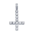 Rhodium Plated 925 Sterling Silver CZ Upside Down Cross Hip Hop Pendant - SLP00102