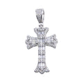 Rhodium Plated 925 Sterling Silver Baguette CZ Cross Hip Hop Pendant - SLP00104