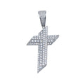 Rhodium Plated 925 Sterling Silver CZ Angled Cross Hip Hop Pendant - SLP00105