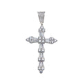 Rhodium Plated 925 Sterling Silver CZ Cross Hip Hop Pendant - SLP00158