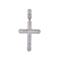Rhodium Plated 925 Sterling Silver CZ Cross Hip Hop Pendant - SLP00160