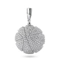 Rhodium Plated 925 Sterling Silver Basketball Clear CZ Pendant - SLP00169RH