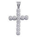 Rhodium Plated 925 Sterling Silver CZ Cross Hip Hop Pendant - SLP00179