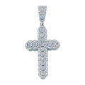 Rhodium Plated 925 Sterling Silver CZ Cross Hip Hop Pendant - SLP00181
