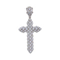 Rhodium Plated 925 Sterling Silver CZ Cross Hip Hop Pendant - SLP00183