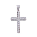 Rhodium Plated 925 Sterling Silver CZ Cross Hip Hop Pendant - SLP00184