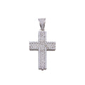 Rhodium Plated 925 Sterling Silver CZ Cross Hip Hop Pendant - SLP00187
