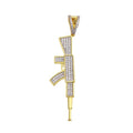 Gold Plated 925 Sterling Silver CZ Gun Hip Hop Pendant - SLP00196GP