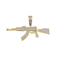 Gold Plated 925 Sterling Silver Riffle CZ Hip Hop Pendant - SLP00199GP