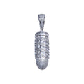 Rhodium Plated 925 Sterling Silver CZ Bullet Hip Hop Pendant - SLP00260