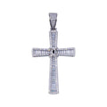 Rhodium Plated 925 Sterling Silver CZ Cross Hip Hop Pendant - SLP00263